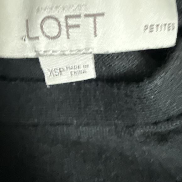 LOFT Black Back Button Sweater With Tan Cherry Print Lightweight Size Petite XS - Picture 4 of 9